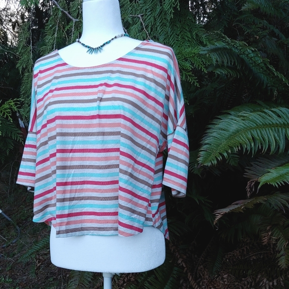 Rainbow Striped American Rag Top - Picture 4 of 7
